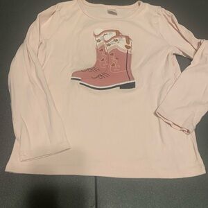 Gymboree Light Pink Long Sleeve Tee with Boots Graphic
